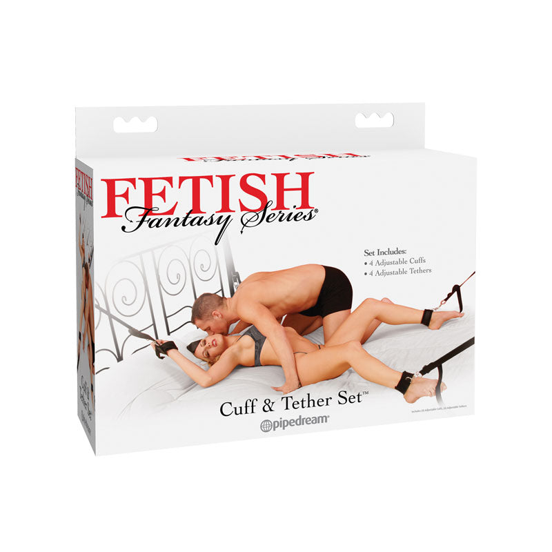 Pipedream Fetish Fantasy Series Adjustable Cuff & Tether Set Black