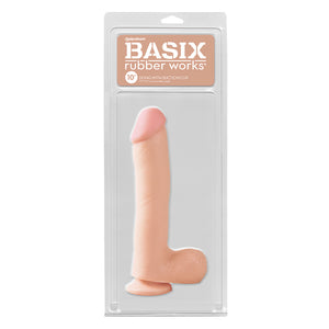 Pipedream Basix Rubber Works 10 in. Dong With Balls & Suction Cup Beige
