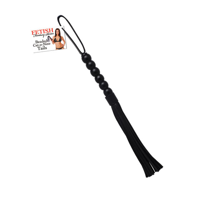 Pipedream Fetish Fantasy Series Beaded Cat-o-Nine Tails Flogger Black