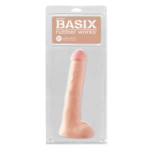 Pipedream Basix Rubber Works Long Boy 10 in. Dildo With Balls Beige