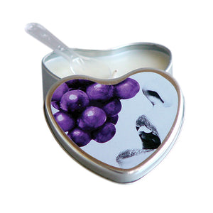 Earthly Body Grape Flavored Edible Massage Candle in 4oz Heart Shaped Tin