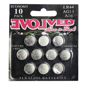 Evolved LR44 AG13 A76 Alkaline Battery 10-Pack