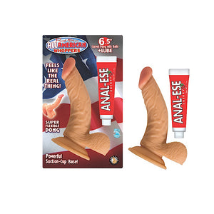 All American Whoppers 6.5in Curved Dong with Balls and Anal-Ese