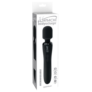 Pipedream Wanachi Body Recharger Rechargeable Silicone Wand Vibrator Black