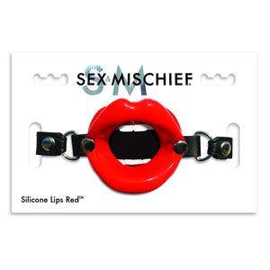 Sportsheets Sex & Mischief Silicone Lips Adjustable Open-Mouth Gag Red