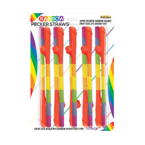 Rainbow Pecker Straws 10Pk