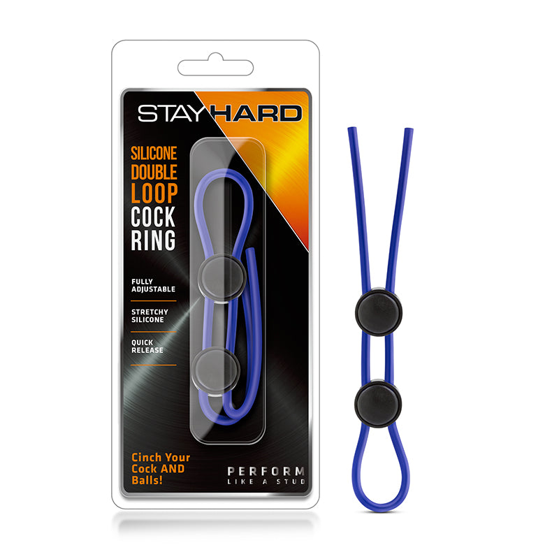 Stay Hard - Silicone Double Loop Cock Ring - Blue