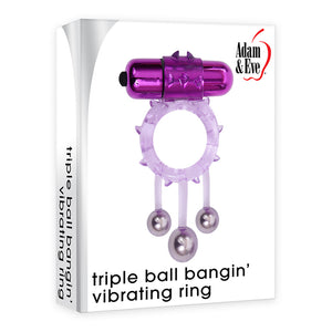 Adam & Eve Triple Ball Bangin' Vibrating Cockring Purple