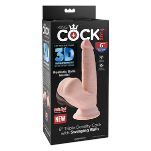 Pipedream King Cock Plus 6 in. Triple-Density Cock With Swinging Balls Dildo Beige