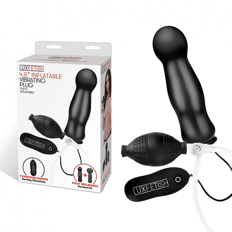 Lux Fetish 4.5 in. Inflatable Vibrating Plug Remote-Controlled