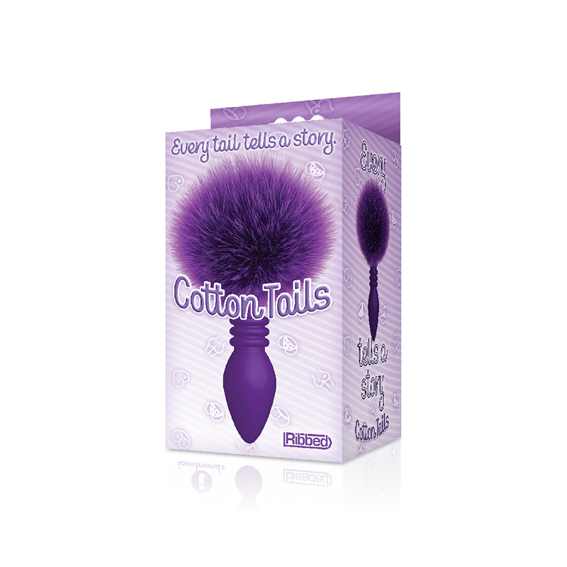 The 9's Cottontails Silicone Bunny Tail Butt Plug Ribbed Purple