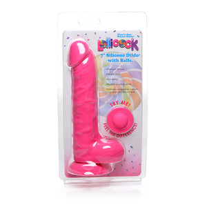 Curve Toys Lollicock 7 in. Silicone Dildo with Balls & Suction Cup Cherry