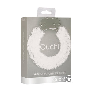 Ouch! Beginner's Furry Leg Cuffs With Quick-Release White