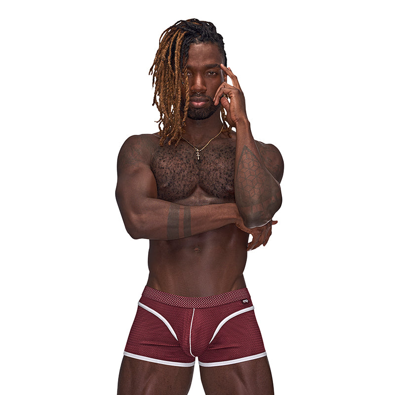 Male Power Sport Mesh Sport Mini Short Burgundy S