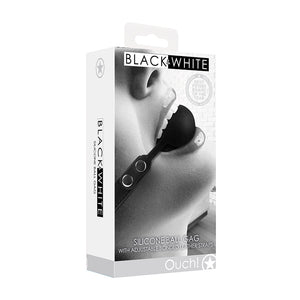 Ouch! Black & White Silicone Ball Gag With Adjustable Bonded Leather Straps Black