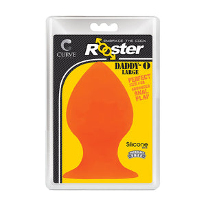 Curve Toys Rooster Daddy-O Large Silicone Anal Plug with Suction Cup Orange