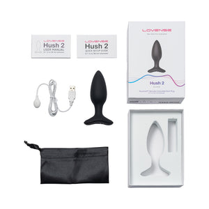Lovense Hush 2 Bluetooth Remote-Controlled Vibrating Butt Plug S 1.5 in.