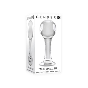 Gender X The Baller Round Glass Anal Plug Clear