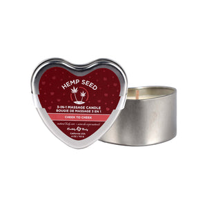 Earthly Body Hemp Seed Valentine 3-in-1 Massage Heart Candle Cheek-to-Cheek 4.7 oz.