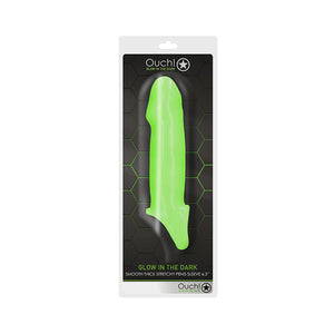 Ouch! Glow in the Dark Smooth Thick Stretchy 6.3 in. Penis Sleeve Neon Green