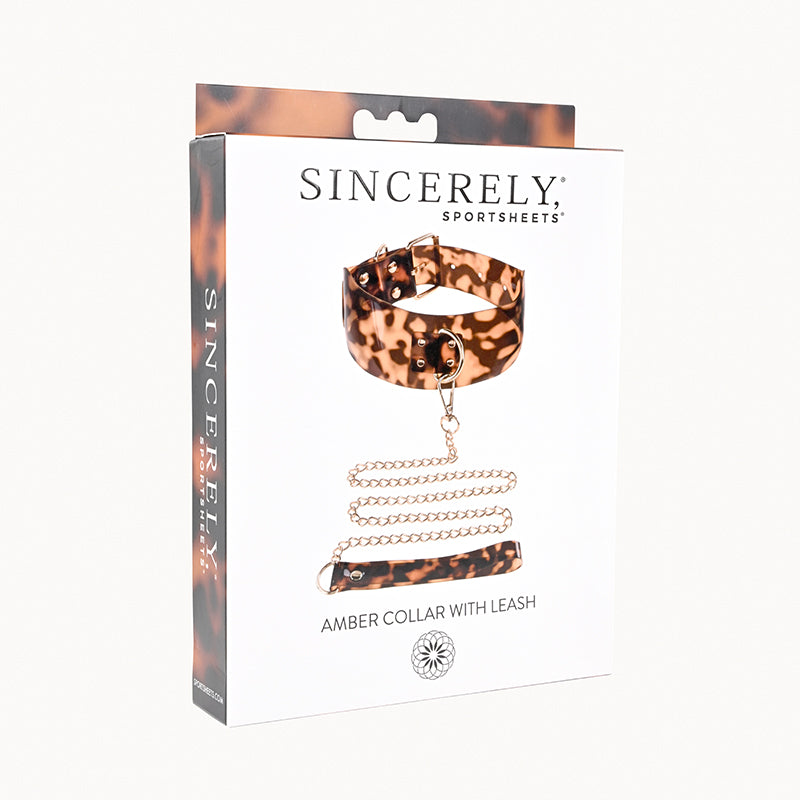 Sincerely, Sportsheets Amber Adjustable Collar with Leash Tortoiseshell