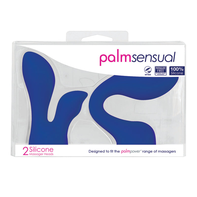 PalmPower PalmSensual Attachments 2-Piece Silicone Massager Heads Blue