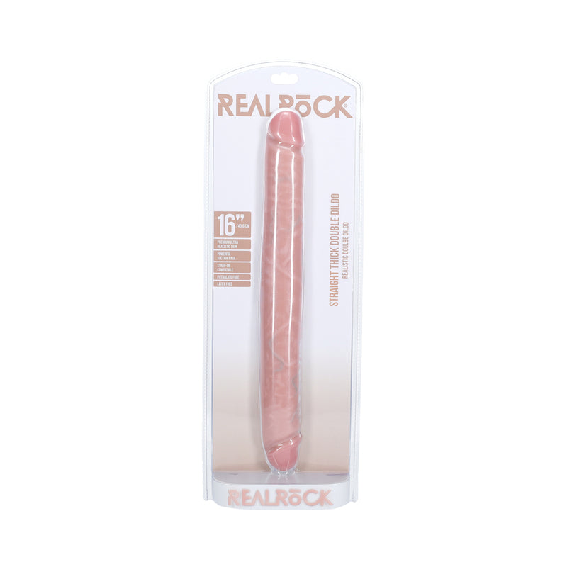RealRock 16 in. Thick Double-Ended Dong Beige
